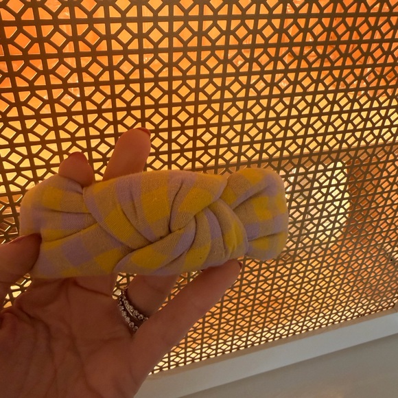 Lele Sadoughi Knotted Headband, yellow and purple gingham! - Picture 6 of 6